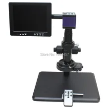 HD HDMI USB Industria Digital Cámara + Soporte de Ajuste Fino + 10X-200X Microscopio C-mount Lente + 144 LED luz + Monitor de $ number pulgadas
