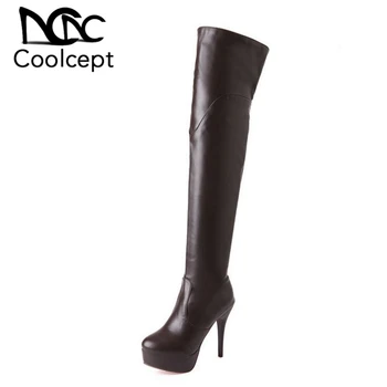 

Women High Heel Over Knee Boots Ladies Botas Equestrian Militares Fashion Long Boot Warm Winter Footwear Shoes Size 32-43
