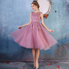 2016 Charming A-linie Tüll Cocktailkleid mit Perlen Appliques Sleeveless Knielangen Ballkleider Nach Maß