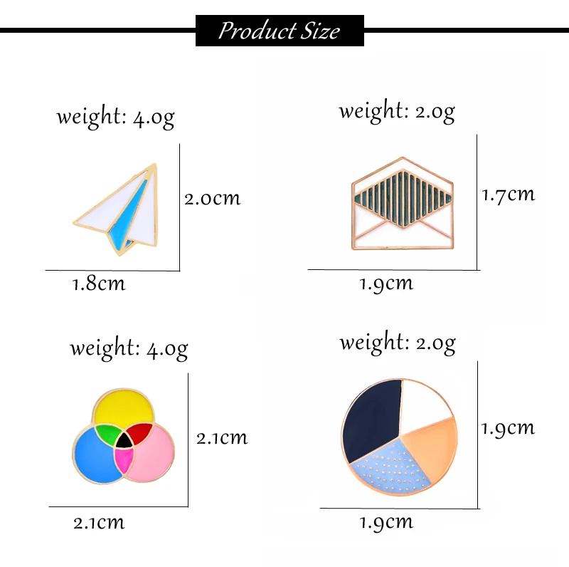 Пара эмалированных штифтов металлический мультфильм Мода Круглый конверт бумага Самолет круг Броши джинсовая рубашка значок Женские Детские аксессуары
