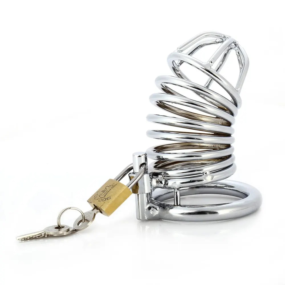 Cock Lock Stainless Steel Lockable Penis Cage Penis Cock Ring Sleeve