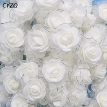 Roses artificielles en mousse de polyéthylène, 4cm, 20/lot, fausses fleurs, pour décoration de mariage, maison, bricolage, couronne de Scrapbooking
