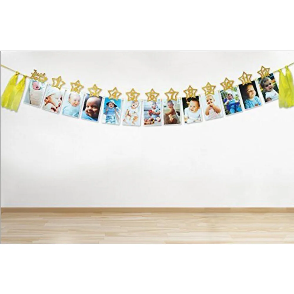 12 шт./компл. месяцев фото плакат для маленьких девочек и мальчиков на первый день