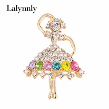 Charm Brooch Pins Multi Colors Rhinestone Dancing Girl Brooches For Women Wedding and Party Gift Jewelry X00431