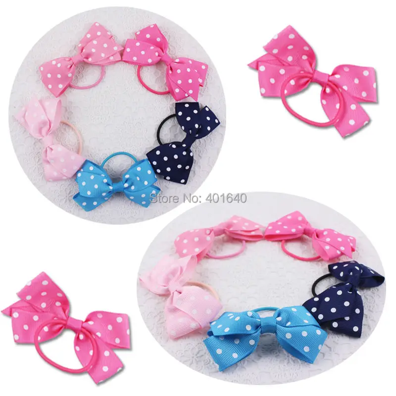 50pcs 3 inch Hair bows WITH Elastic Loop Ponytail bows Hair Elastic