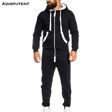 Осенний мужской спортивный костюм в стиле пэчворк, повседневный спортивный костюм с капюшоном и карманами, Длинные Комбинезоны, pantalon hombre
