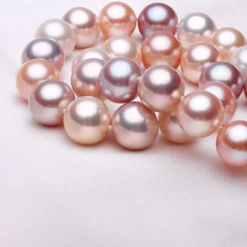 

natural 10-11MM pearl necklace jewelry mixed color female models send my mother a genuine light 18INCH 925 silver clasp