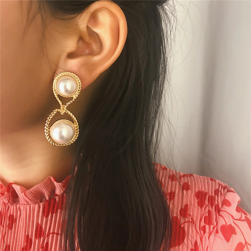 

New Fashion Imitation Pearl Earrings 8 Shape Elegant Ear Cuff Clip Earring Retro Minimalist Temperament Geometric Women Jewelry