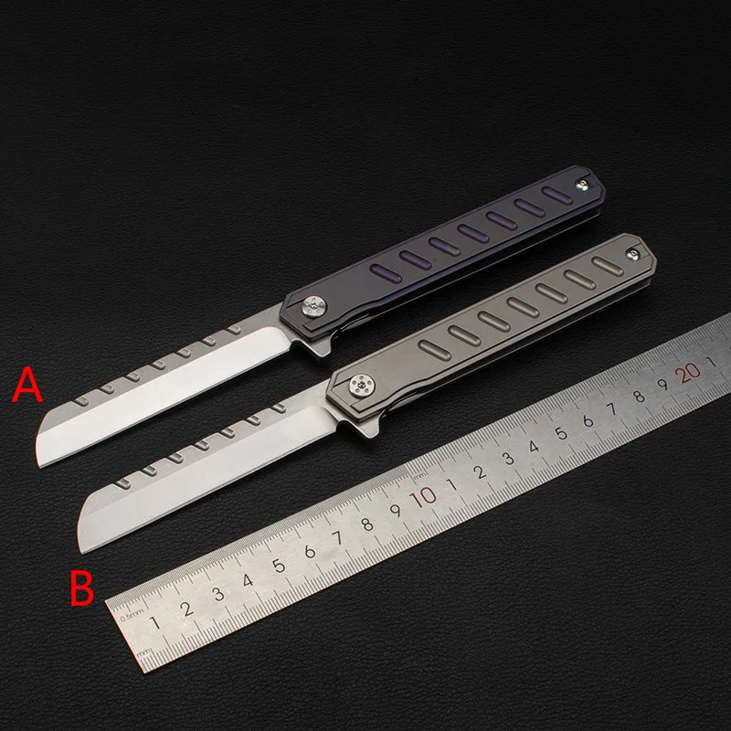 

Hot style Folding Knife D2 blade TC4 titanium alloy handle outdoor camping hunting Tools utility Pocket fruit Knives