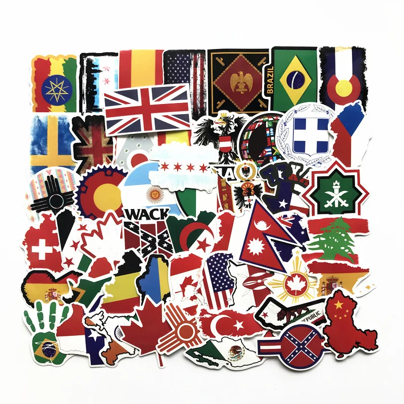 

52pcs Retro flag Each country decoration stationery sticker diy diary scrapbooking label sticker stationery