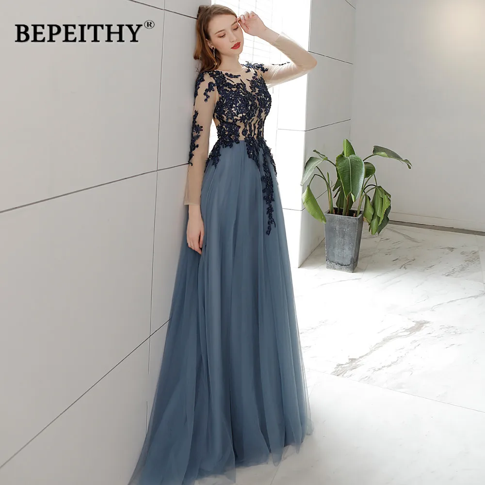 Vestido de festa с открытой спиной длинное вечернее платье Длинные рукава 2019 Винтаж кружево Пром платья для вечеринок Robe De Soiree Лидер продаж