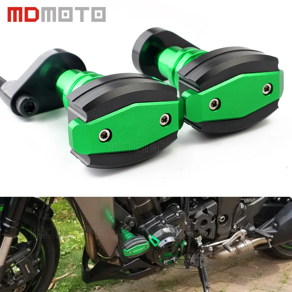 1 paio di protezioni per telaio da caduta per crash pad per moto Protezione da crash pad per caduta compatibile con Kawasaki Z800 Z1000 Z750 Green