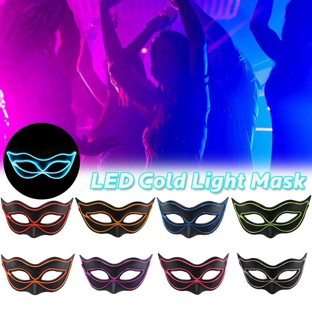 7 Colors Luminous Glowing Costume Mask for Halloween Christmas Parties Festival Rave Masquerade Costumes 4 Flash Modes 1 Pieces Grey LED Light UP Costumes Mask