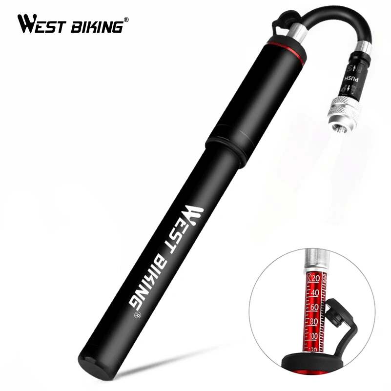 WEST BIKING Bike Pump With Gauge Fit Presta Schrader High Pressure 120PSI Road MTB Bike Bicycle Tire Pump Cycling Inflator WEST BIKING Bike Pump With Gauge Fit Presta Schrader High Pressure 120PSI Road MTB Bike Bicycle Tire Pump Cycling Inflator