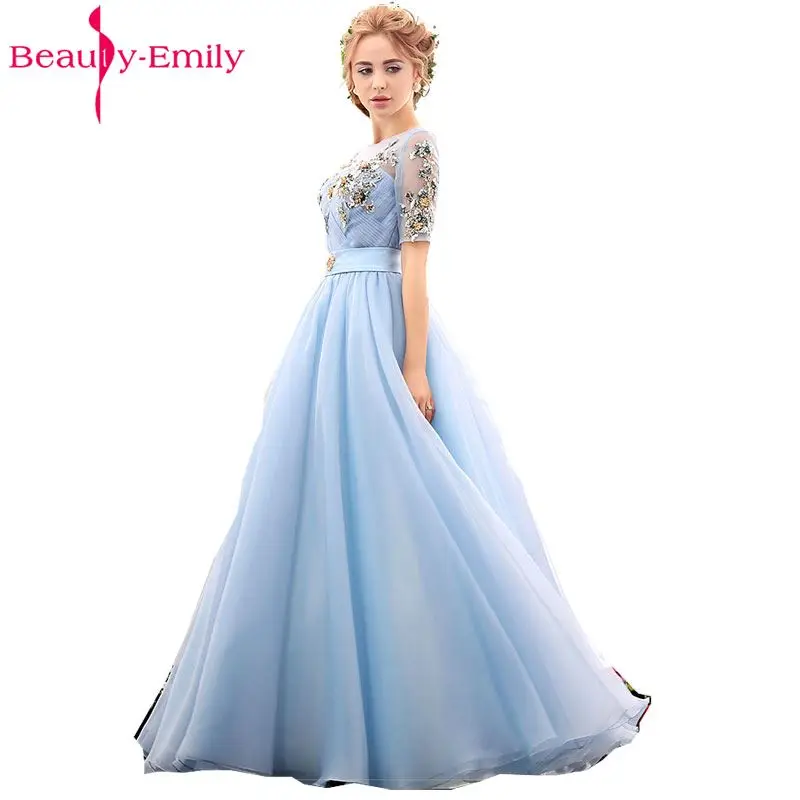 Attractive Long Evening Dress A-Line Half Sleeve Button Sequined Beaded Formal Party Dresses 2017 Attractive Long Evening Dress A-Line Half Sleeve Button Sequined Beaded Formal Party Dresses 2017