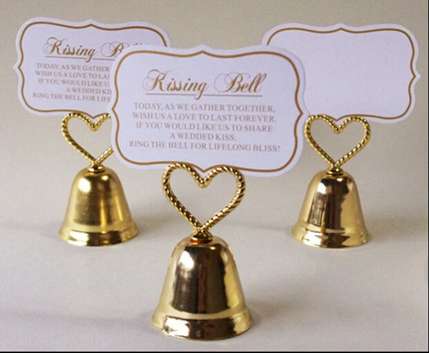 

10pcs/lot Gold/ Silver Kissing Bell Place Card Holder/ Table Name Number Holder Party Decoration Supplies