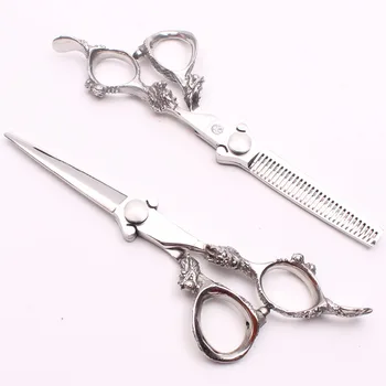 

C9007 6.0" Japan 440C Silver Professional Hairdressing Shears Cutting Shears Thinning Scissors Sharp Edge Human Hair Scissor DIY