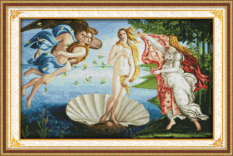 

The Birth of Venus Counted 11CT Printed 14CT DMC Cross Stitch Set DIY Chinese Cotton Cross-stitch Kit Embroidery Needlework