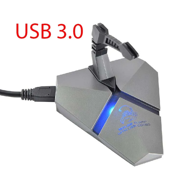 Высокая Скорость 3-Порты и разъёмы usb-хаб 2,0 3,0 данных игровой концентратора Мышь банджи usb-хаб сплиттер устройство для считывания с tf-карт Мышь зажим USB-COMBO со светодиодной подсветкой - Цвет: Gray style  USB 3.0