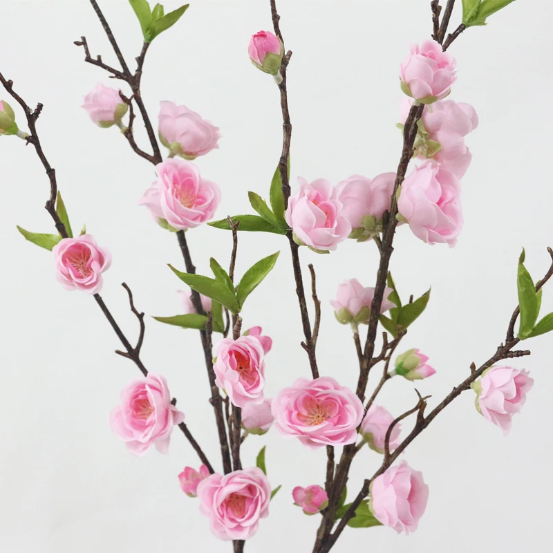 JAROWN Artificial Flowers For Plum Blossom Fake Leaves Table Arrange Silk Flowers For Wedding Home Party Decoration Accessory  (9)