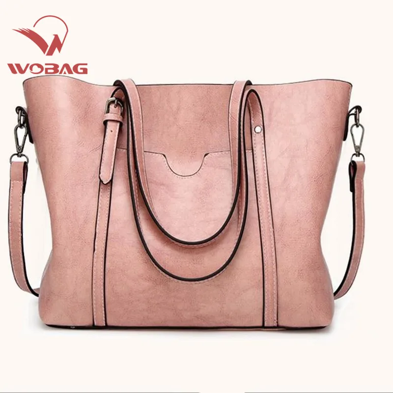 

Women Oil Wax Leather Handbags Ladies Luxury Shoulder Bags Retro Female Large Capacity Practical Messenger Bag Black/Blue/WB0018
