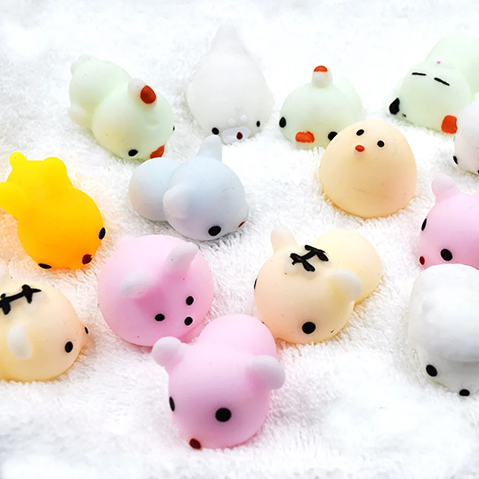 

Mini Squishy Toy Cute Animal Antistress Squeeze Cat rabbit chicken Soft Hand Pinch Phone Strap Straps Practical Jokes Gags Toys