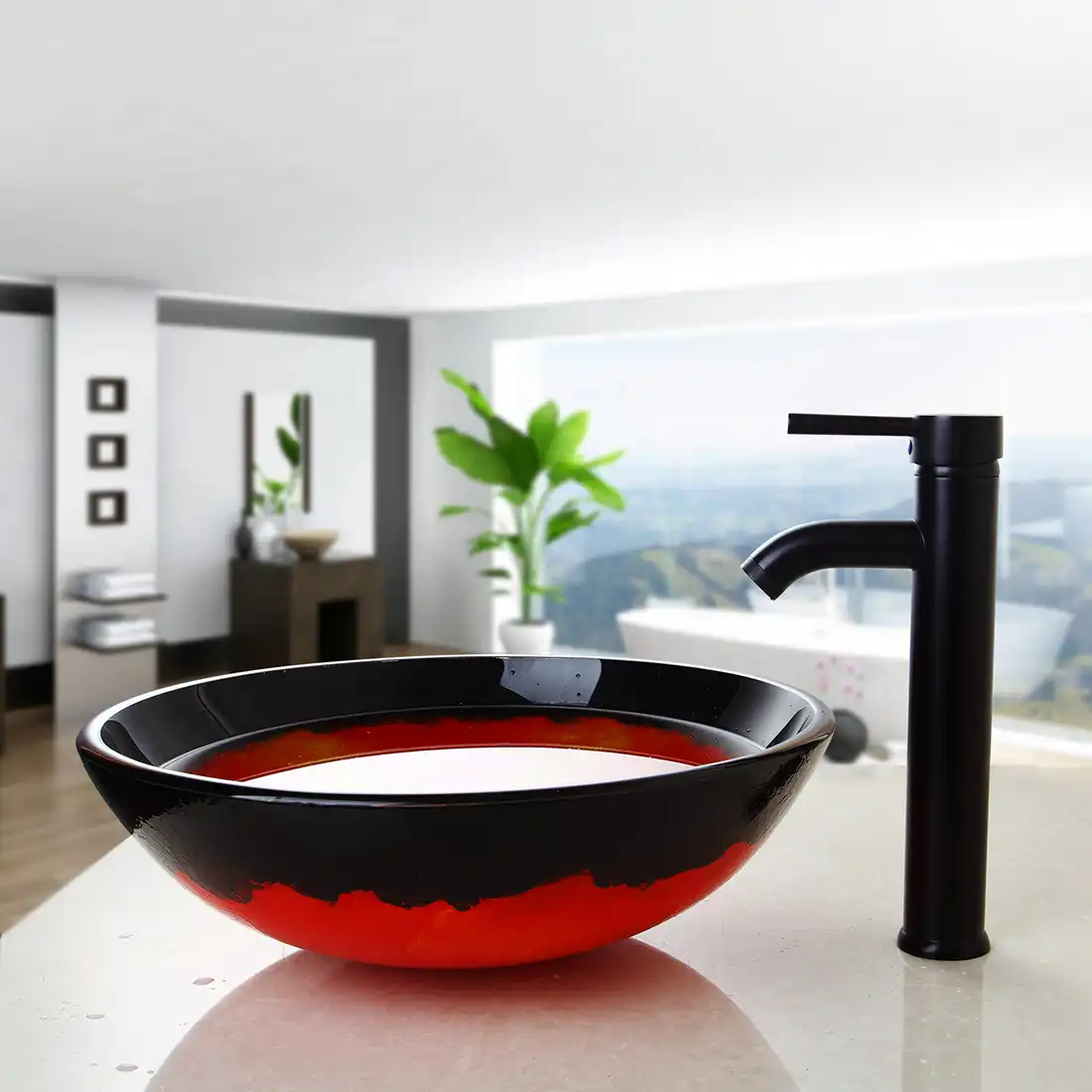 Torayvino Us Hand Painted Glass Basin Sink Countertop Basin Sink