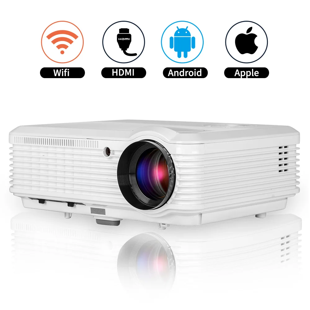 

CAIWEI LCD Android WiFi Projector Home Theater LED Proyector HD Video Movies Game Wireless Sync HDMI VGA USB Smartphone PC
