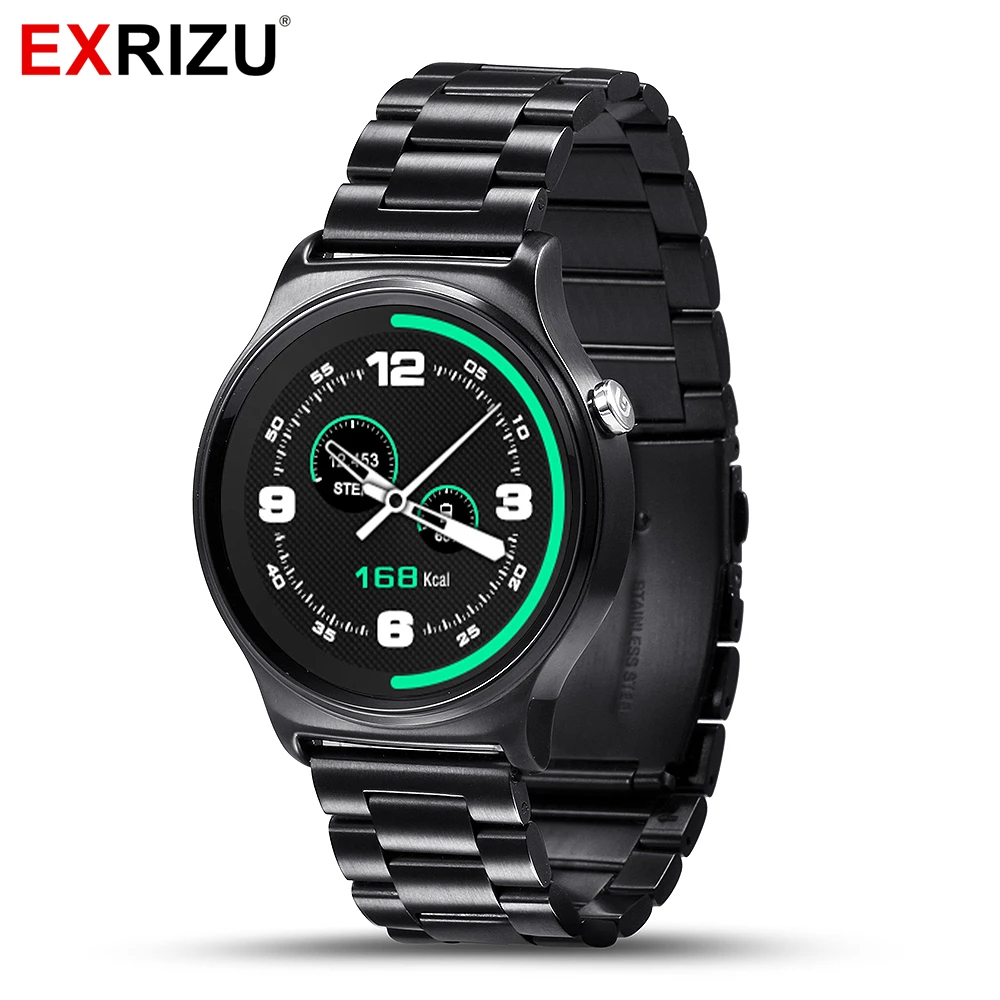 

EXRIZU Fashion GW01 Bluetooth 4.0 Smart Watch IPS Round Screen Life Waterproof Sport Leather Stainless Wristband for Android iOS