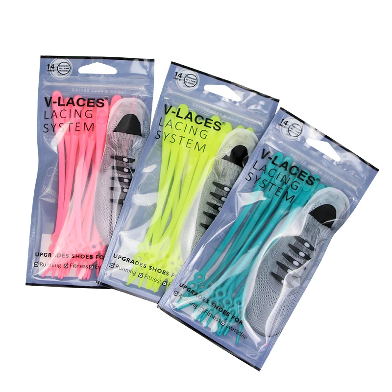 14pcs/pack Waterproof Rubber lazy Slip On Tieless shoelaces with unique design Shoes Accessories for running shoes