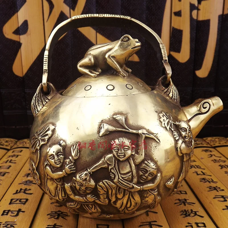 Copper feng shui opening five children won bronze lotus copper teapot copper pot copper pot