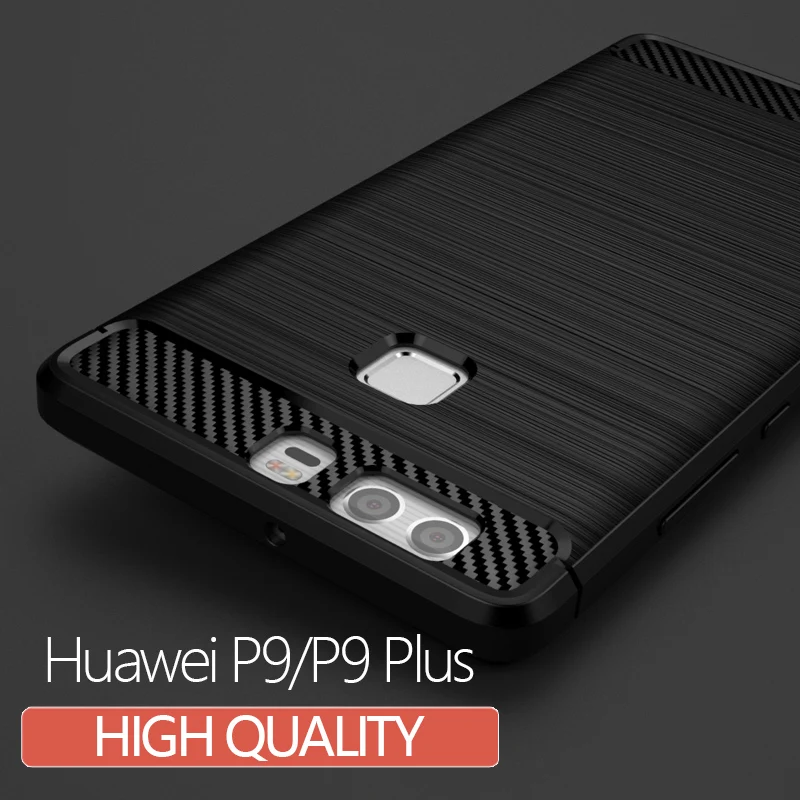 

New Arrival Black/Blue/Grey/Red TPU Cover Soft Wire Drawing Business Protector Protective Shell Case For Huawei P9/P9 Plus