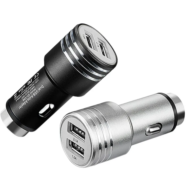 

Dual USB Car Charger 5V 2.1A Safety Hammer Metal Car-Charger For iPhone Samsung Phone Cigar Lighter