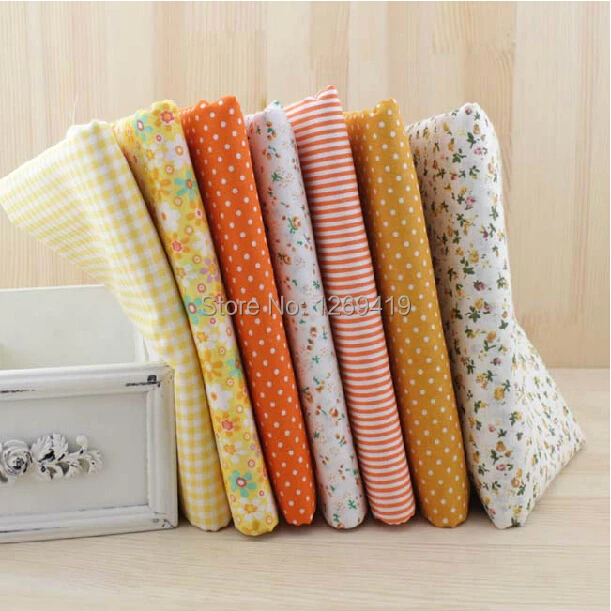 50*50cm Plain Yellow Printed Cotton Fabric Fat Quarter Bundle Tissue To Sew DIY Patchwork Tilda Quilting Home Textile Tecido 7PC | Дом и сад