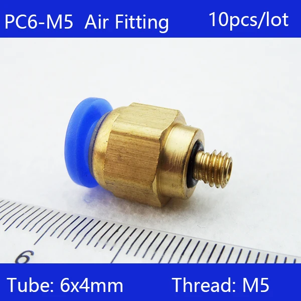 Free shipping high quality 10pcs BSPT PC6-M5, 6mm to M5 Pneumatic Connectors male straight one-touch fittings