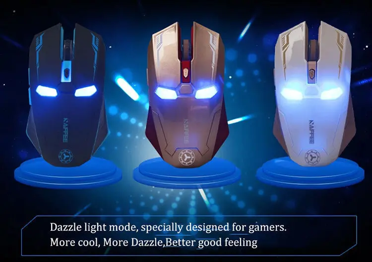 Новая компьютерная мышь «Железный человек» Беспроводной Мышь игровой Мышь геймера кнопка отключения звука бесшумный щелчок 800/1200/1600/2400 Точек на дюйм регулируемый компьютерная мышь