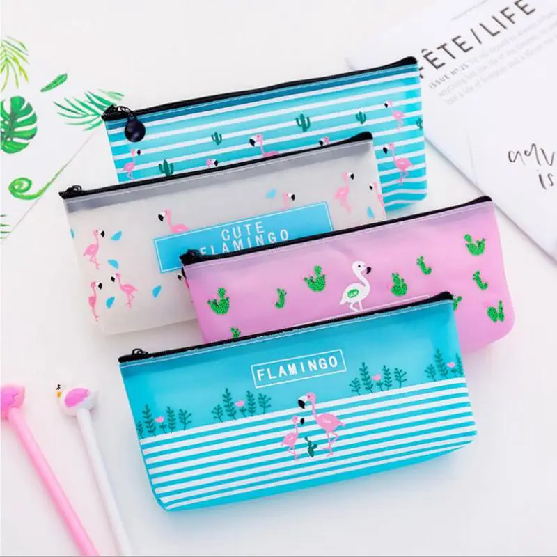 

Transparent Cute Flamingo Travel Cosmetic Bags Women Casual Large Capacity Makeup Bag Zipper Wash Pouch Toothbrush Organizer Bag
