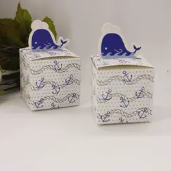 20 шт./компл. творческий прекрасный синий Дельфин конфеты коробки пользу бумаги сумка пользу коробки для мальчиков и девочек день рождения