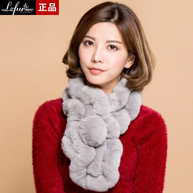 Rabbit Fur Scarf Female Winter Rex Rabbit Hair Fur Muffler Scarf