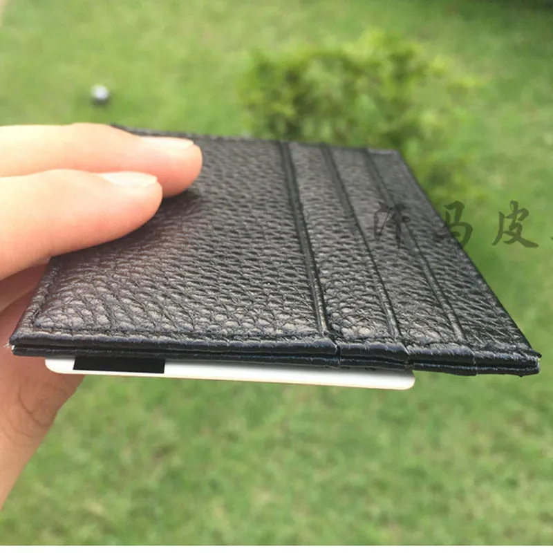 

Manywe 100% cowhide men Thin Small genuine leather mini credit card wallet purse card holders Wallet with 7 card slots