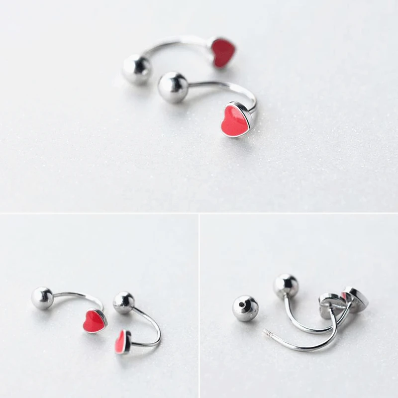 Женские серьги гвоздики из серебра 925 пробы с красным персиком|screw stud earrings|stud