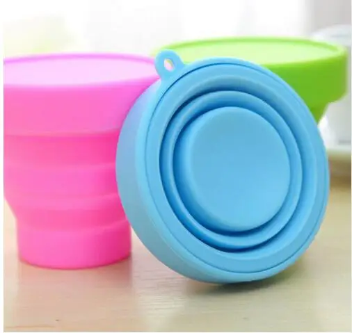 150 pcs/lot foldable silicone sup outdoor camping travel folding cup Telescopic Collapsible Retractable drinking cup