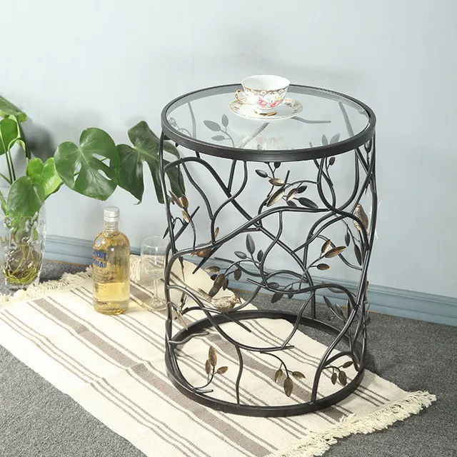 Iron Tea Table Tempered Gl Creative Furniture Vintage Round Iron Tea Table Tempered Gl Creative Furniture Vintage Round Living Room Sofa Balcony Small Side