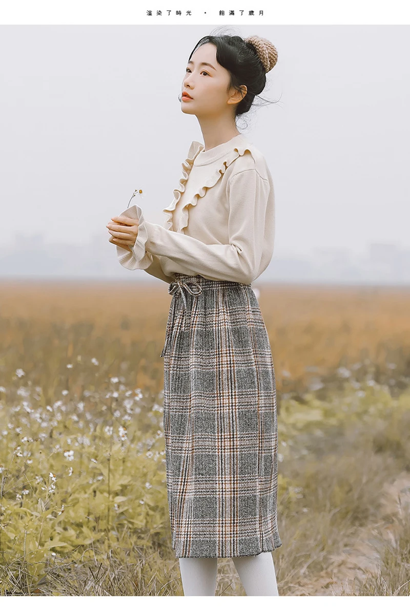 2019 новые женские клетчатые юбки с высокой талией Осень Зима трапециевидные повседневные юбки женские корейский стиль юбки