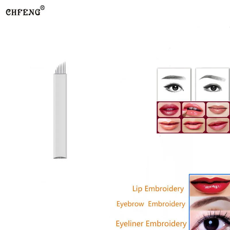 

20Pieces 7 Pin Permanent Makeup Eyebrow Tatoo Blade Microblading Needles For 3D Embroidery Manual Tattoo Pen Machi Free shipping