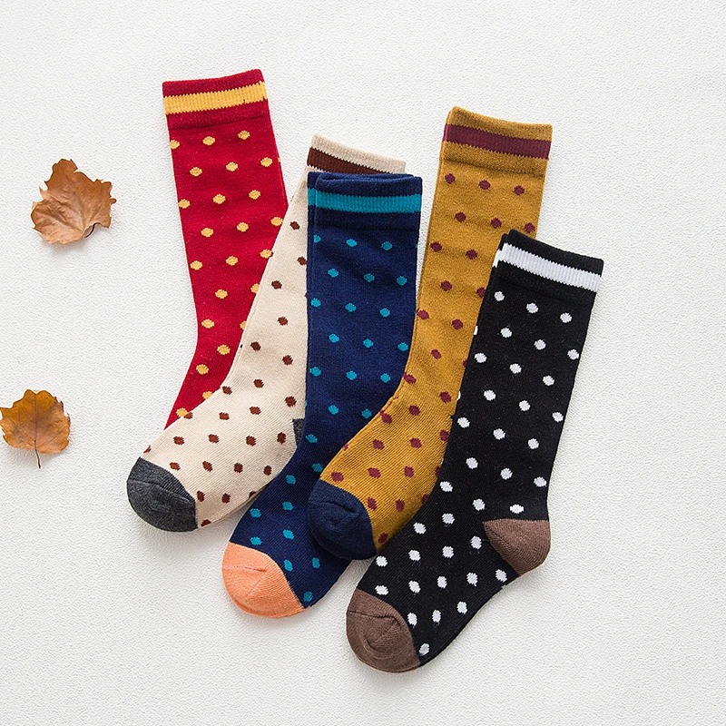 Spring/Autmn/Winter Fashion Baby Cotton Long Socks Kids Boys Girls Dots