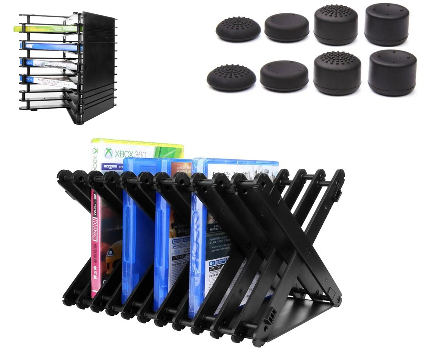 

Multifunctional Universal For PS4/PS4slim/PS3/PS2/XBOX ONE S/XBOX360 Portable Game Disk CD Holder Support Storage Tow Stand+Caps