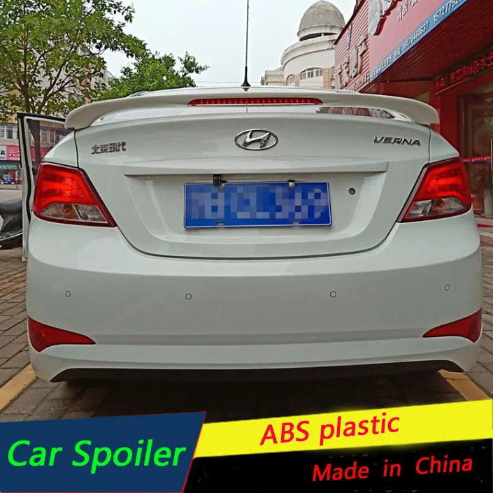 For Hyundai Verna Spoiler With Led Light ABS Material Car Rear Wing