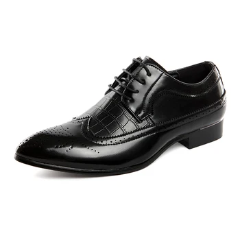 

Nice Big Size Men Genuine Leather Casual Shoes Four Seasons Men Large Size Bullock Business Geometry Pointed Toe Dress Shoes