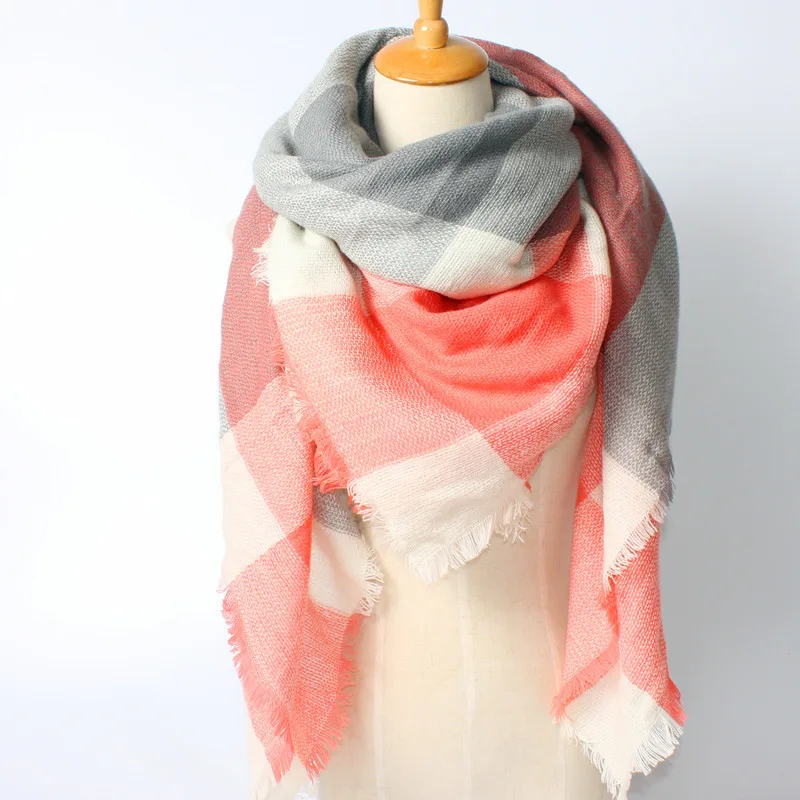 Za Christmas Scarf Winter Brand Neck Warmer Houndstooth Cashmere font b Tartan b font Plaid Double